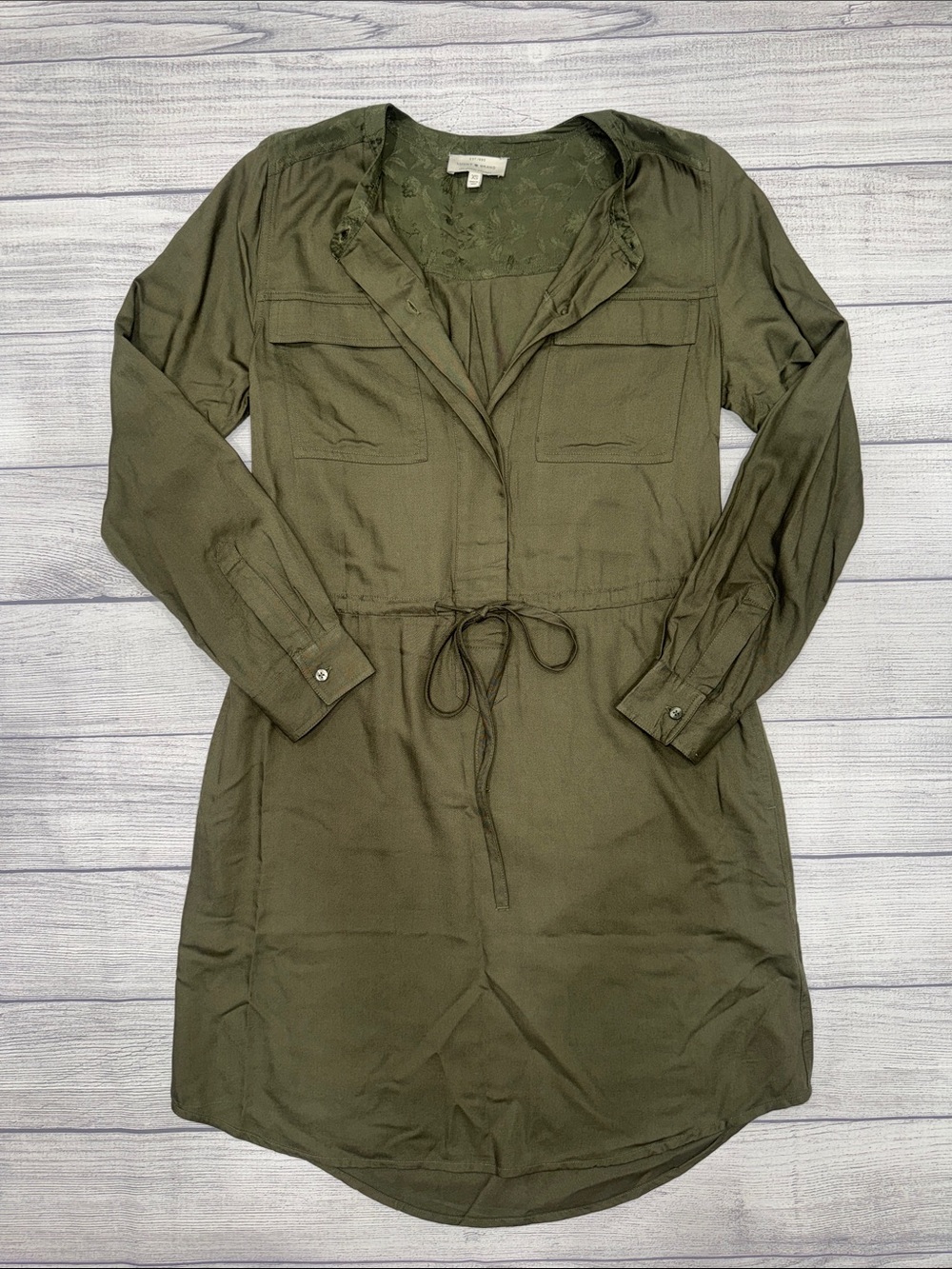 Lucky Brand Olive Drawstring Utility Dress Jacket